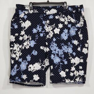 Lane Bryant  Blue White Floral Bermuda Shorts  Women's Size 22